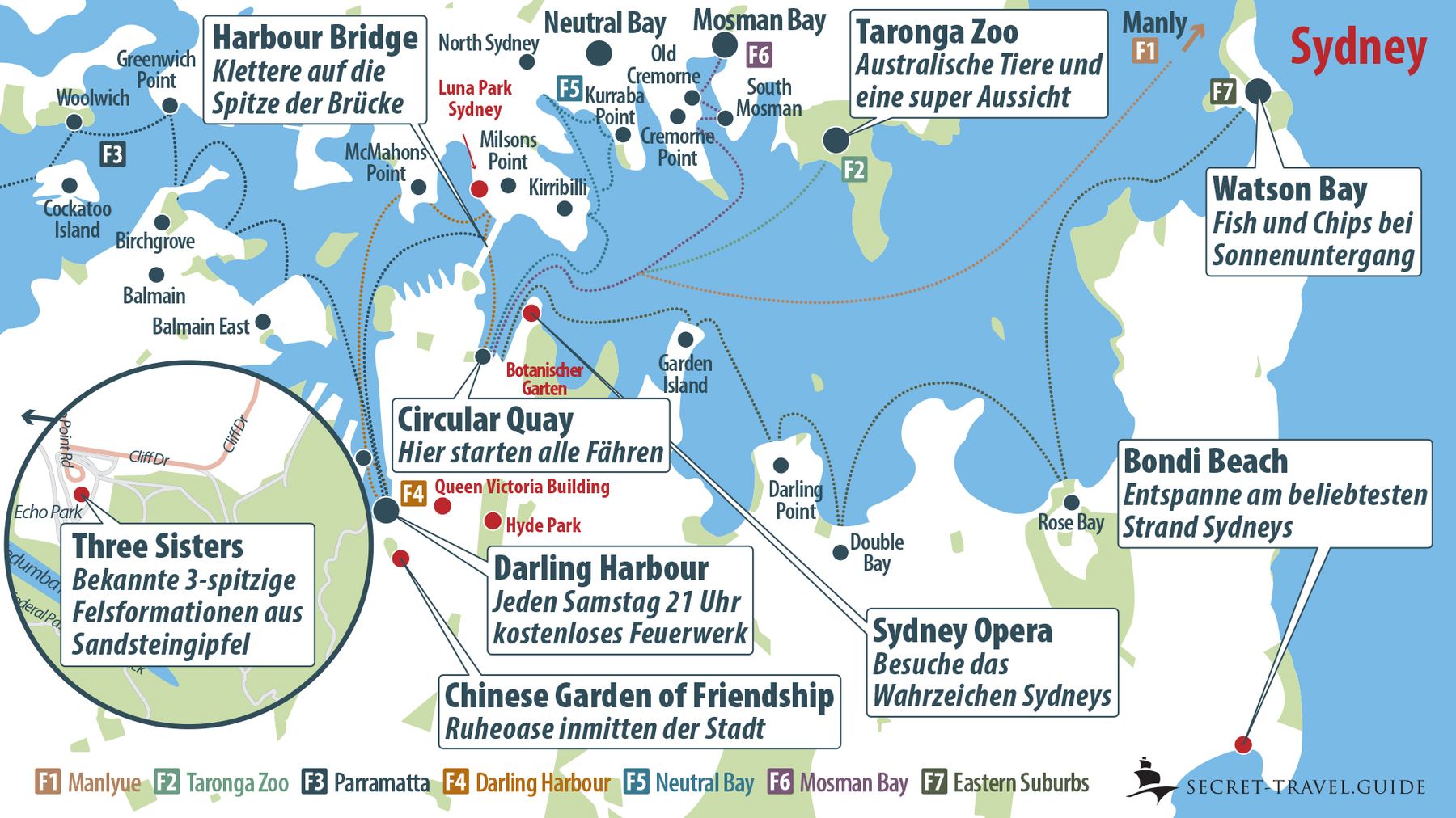 Sydney Map with ferries