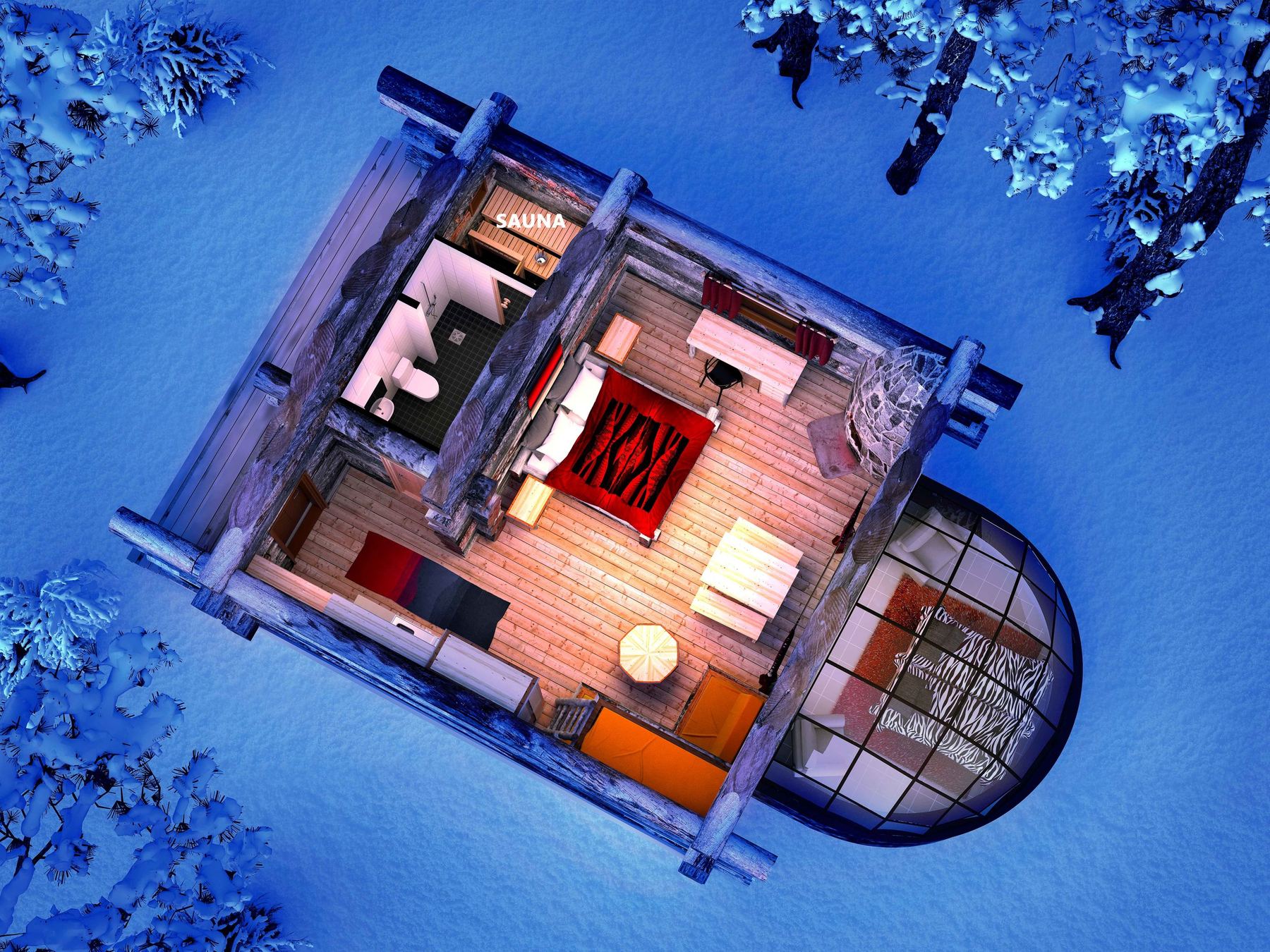 Kakslauttanen Kelo-Glass_Igloo von oben